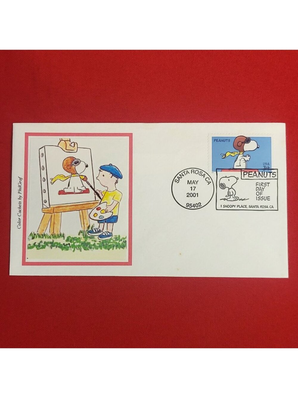 2001 Peanuts Snoopy WWI Flying Ace Stamp First Day Cover FDC Santa Rosa PhilGraf
